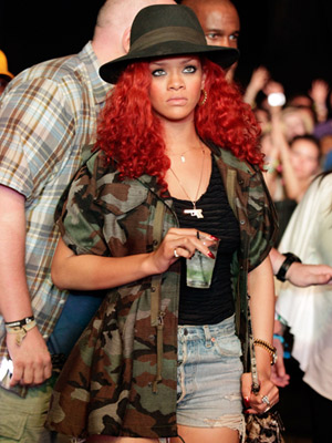 Rihanna in army jacket at Coachella Festival 2011