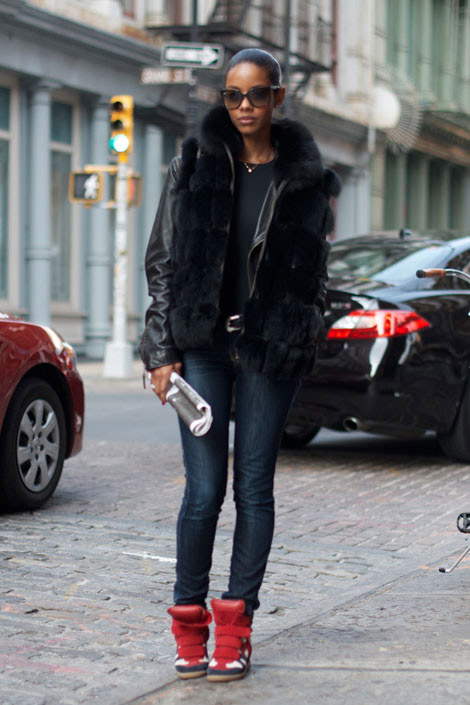 isabel marant fanny sneaker street style How To Wear & Style Your Sneakers In 2013 Winter? 
