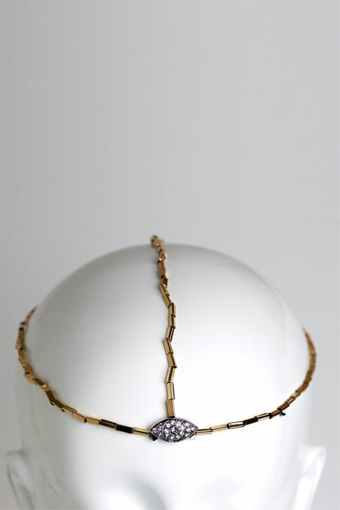 House of Harlow 1960 Gold Three Strand Headpiece in gold; $209.00